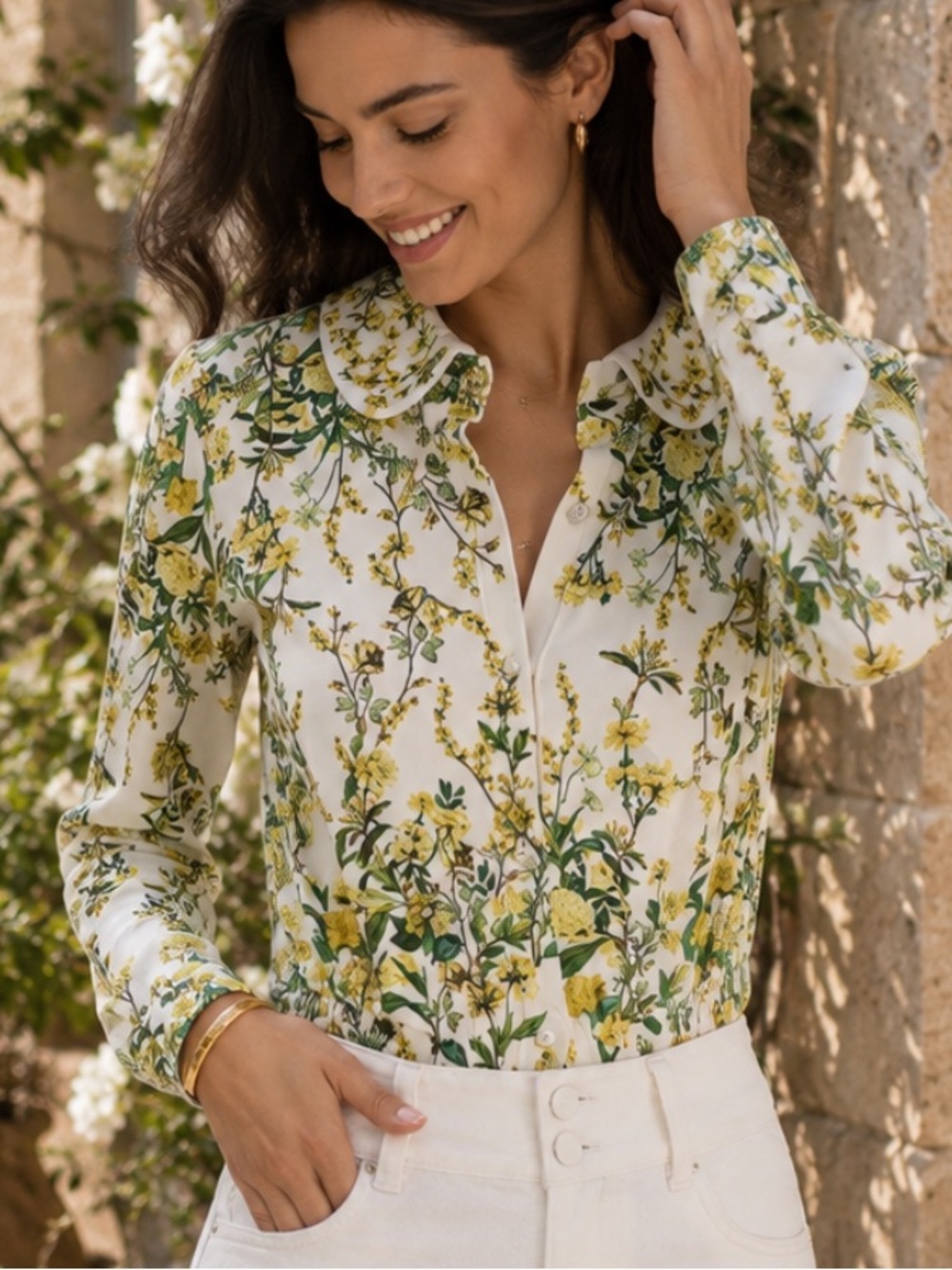 Alice + Olivia CARSON PRINTED CARDIGAN Fresh Air Butter Yellow Floral